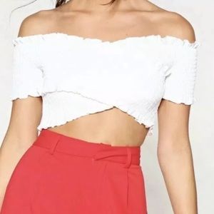 Nasty Gal Shired Bardot Crop Top